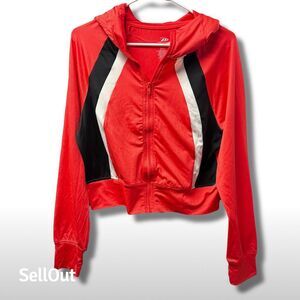 Pro Player Women's Track Jacket Pink/Black/White Size M Full Zip Hooded